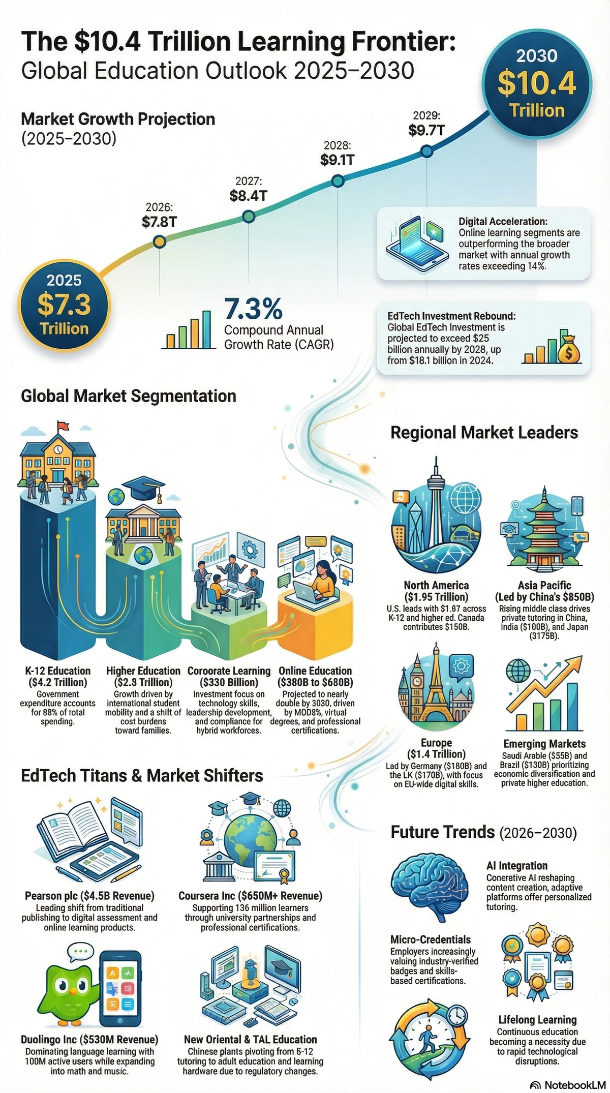 Global Education Market Size 2026-2030 Infographic showing $10.4 trillion market projection