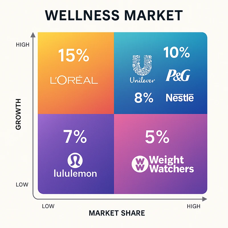 Matrix chart comparing Wellness vendor features and market positioning