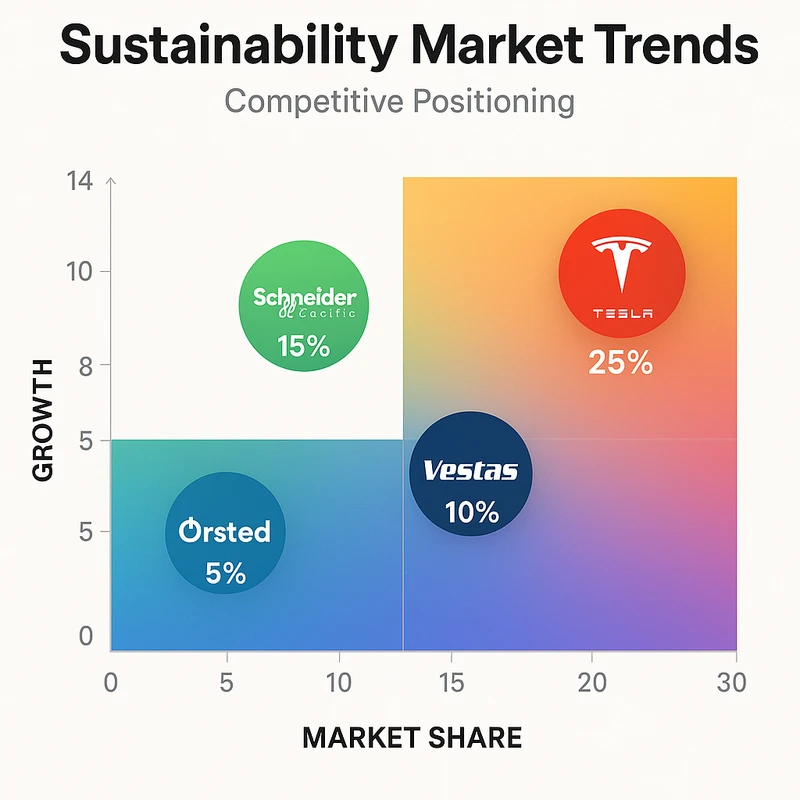 Matrix chart comparing Sustainability vendor features and market positioning