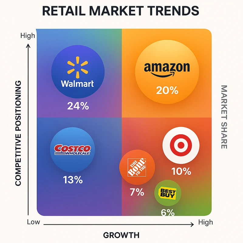 Matrix chart comparing Retail vendor features and market positioning
