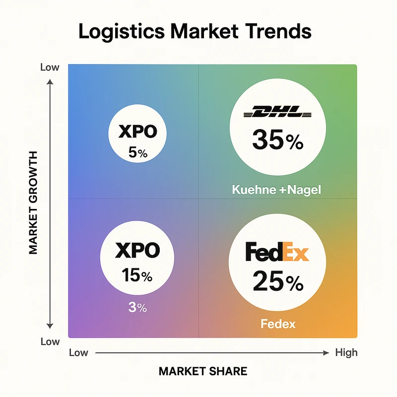 Matrix chart comparing Logistics vendor features and market positioning