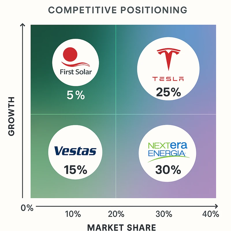 Matrix chart comparing Clean Tech vendor features and market positioning