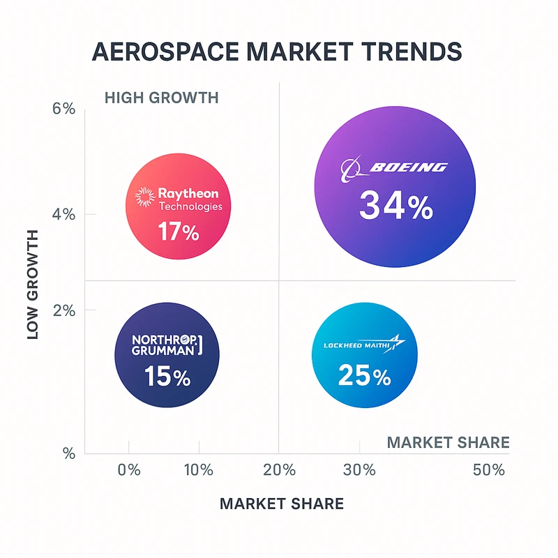 Matrix chart comparing Aerospace vendor features and market positioning