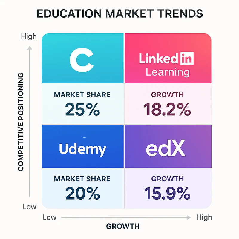 Matrix chart comparing Education vendor features and market positioning