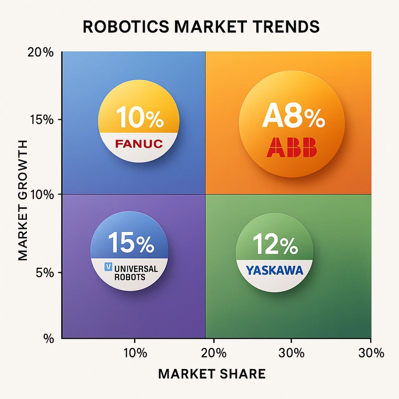 Matrix chart comparing Robotics vendor features and market positioning