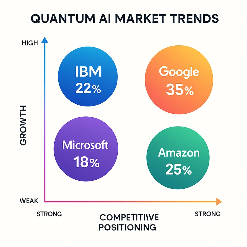 Matrix chart comparing Quantum AI vendor features and market positioning