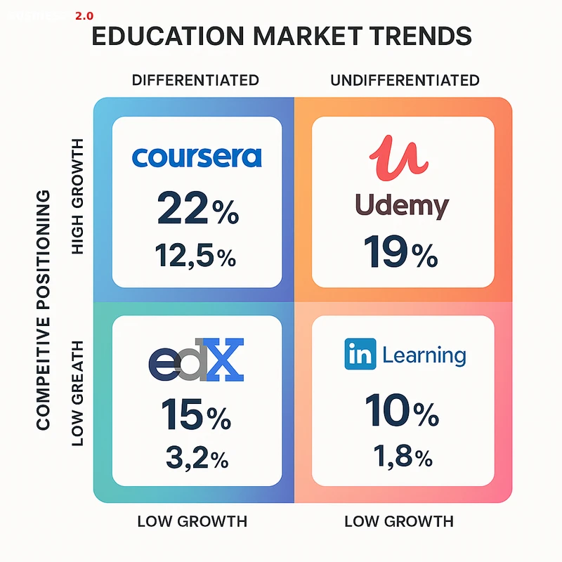 Matrix chart comparing Education vendor features and market positioning