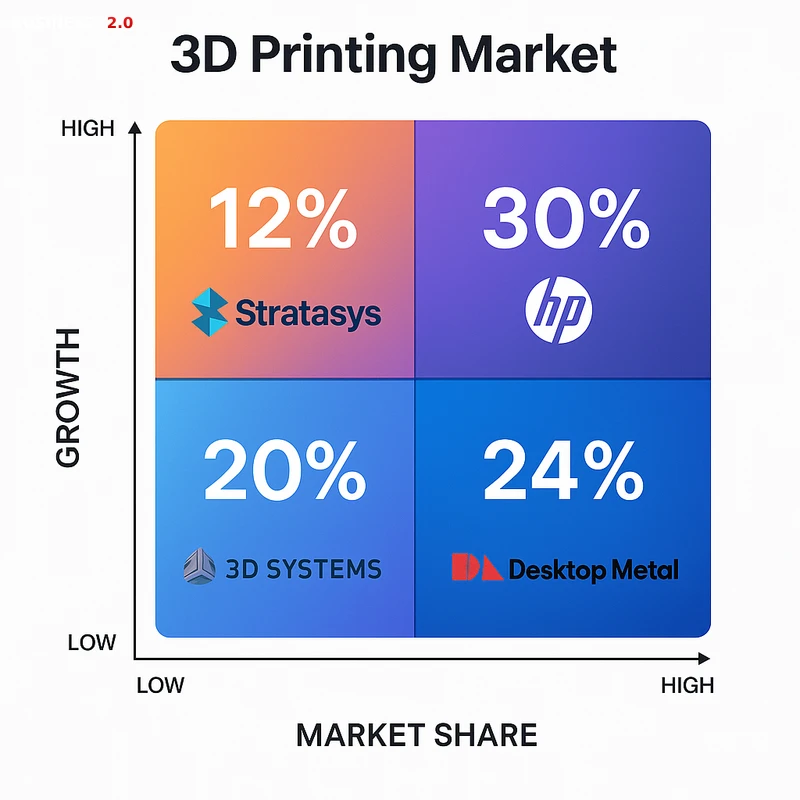 Matrix chart comparing 3D Printing vendor features and market positioning