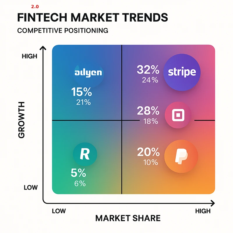 Matrix chart comparing Fintech vendor features and market positioning