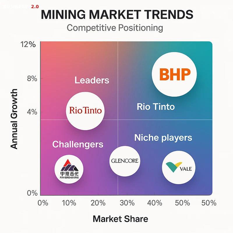 Matrix chart comparing Mining vendor features and market positioning