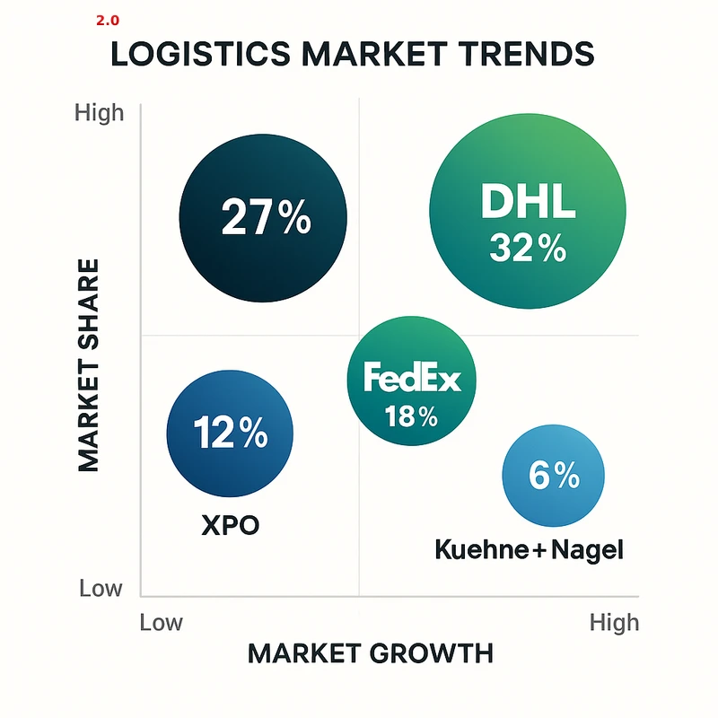 Matrix chart comparing Logistics vendor features and market positioning