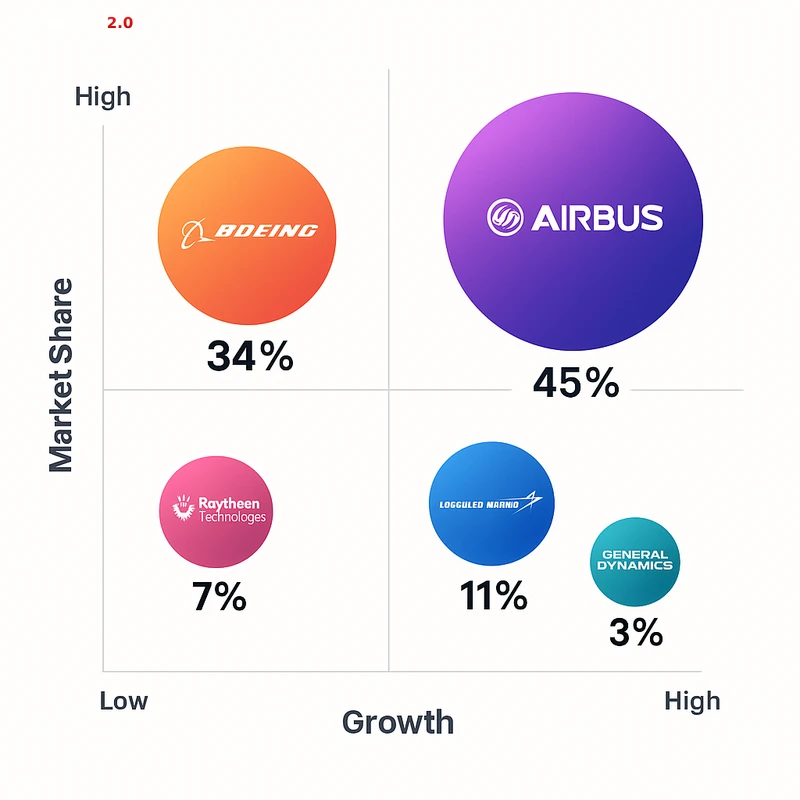 Matrix chart comparing Aerospace vendor features and market positioning