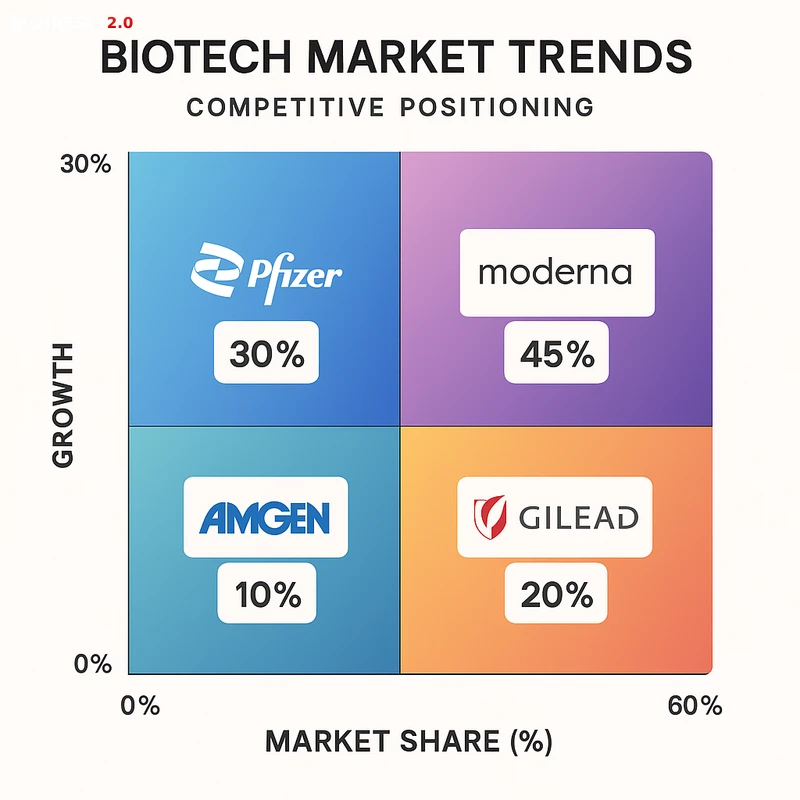 Matrix chart comparing Biotech vendor features and market positioning