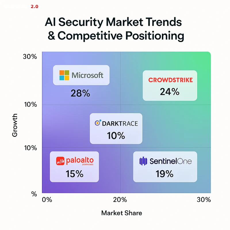 Matrix chart comparing AI Security vendor features and market positioning
