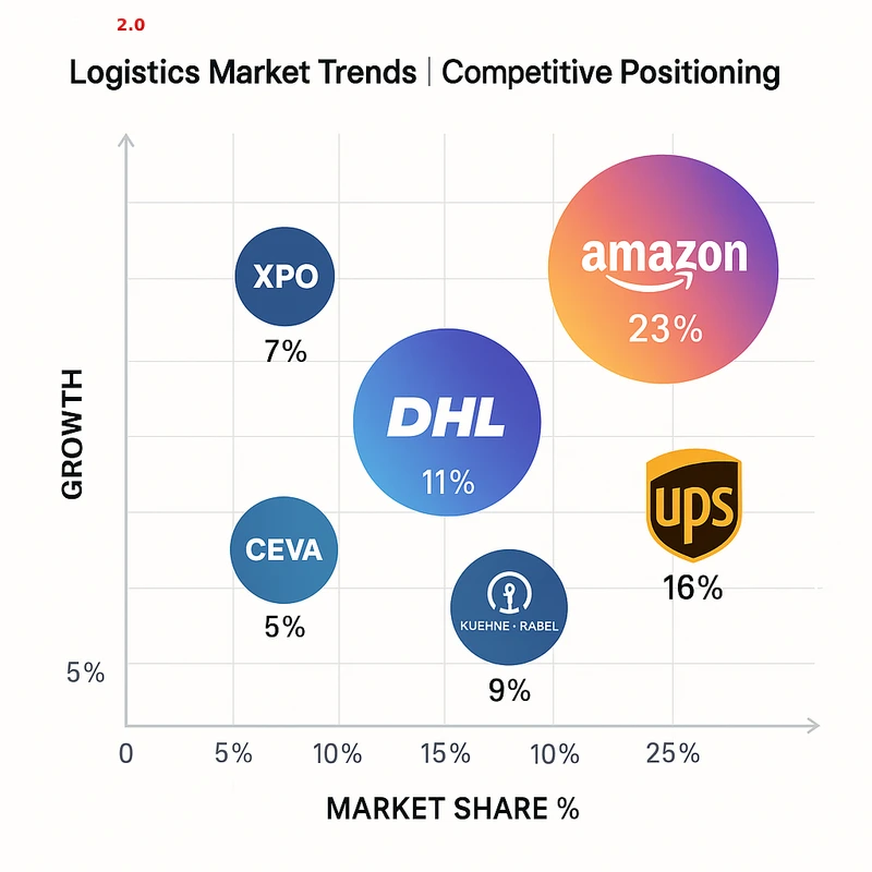 Matrix chart comparing Logistics vendor features and market positioning
