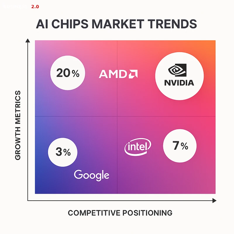 Matrix chart comparing AI Chips vendor features and market positioning