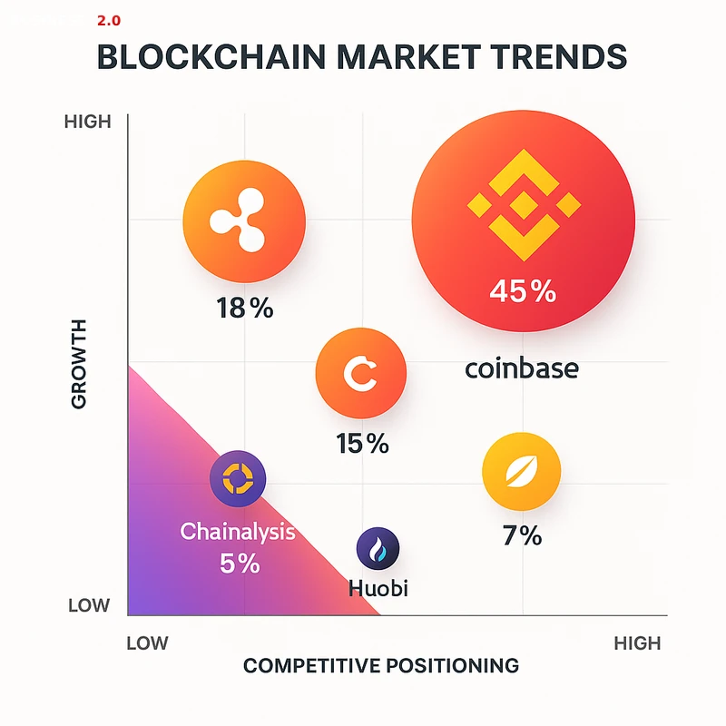 Matrix chart comparing Blockchain vendor features and market positioning