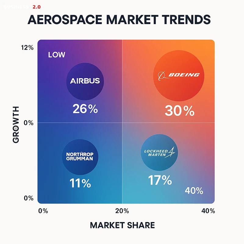 Matrix chart comparing Aerospace vendor features and market positioning