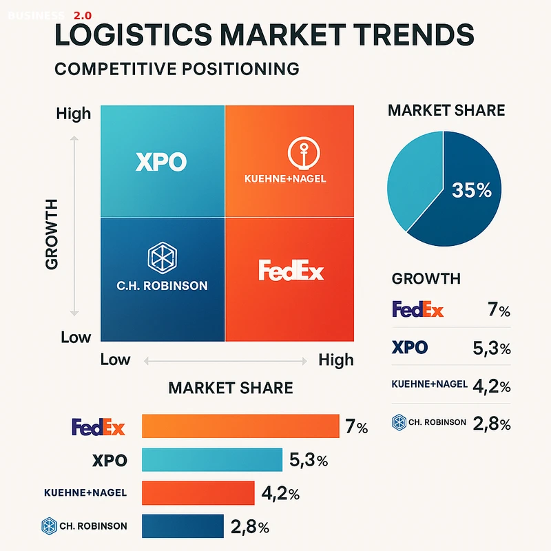 Matrix chart comparing Logistics vendor features and market positioning