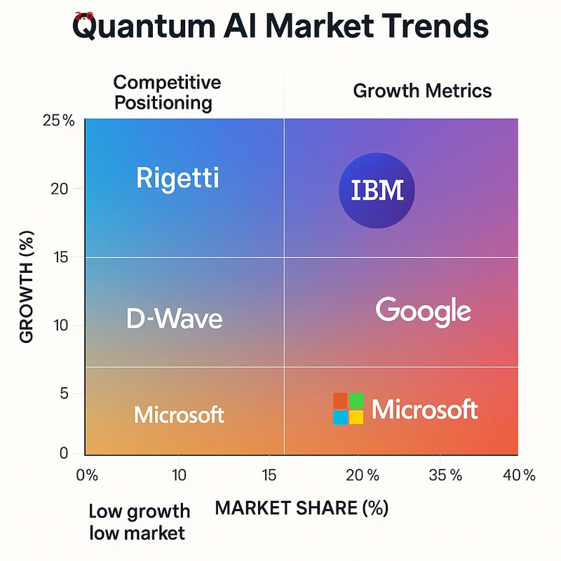 Matrix chart comparing Quantum AI vendor features and market positioning