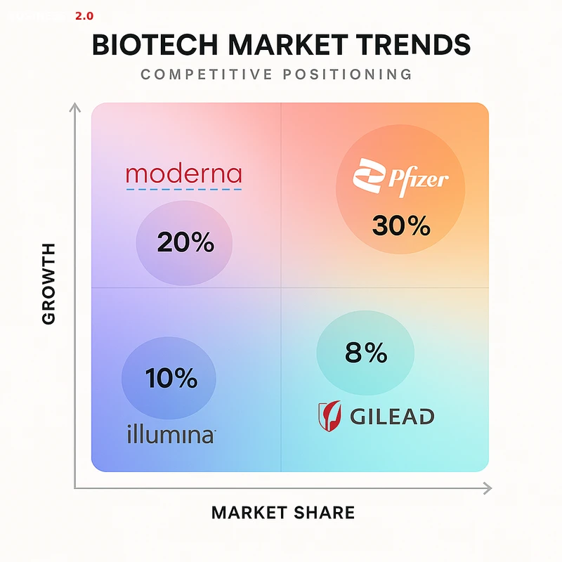 Matrix chart comparing Biotech vendor features and market positioning