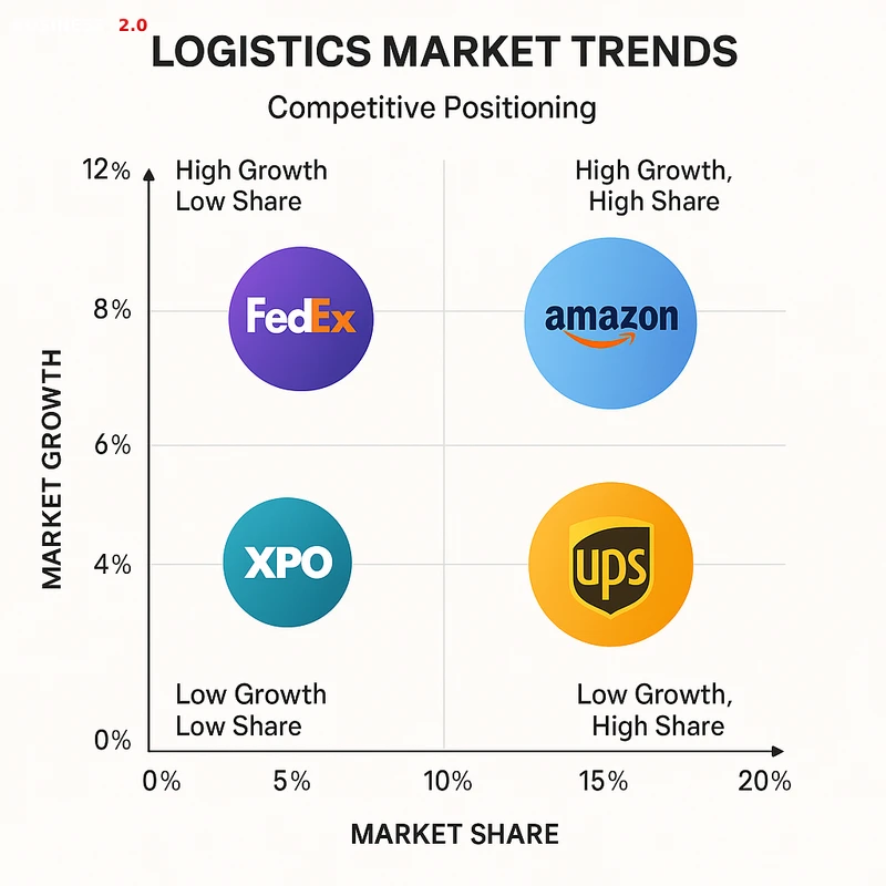 Matrix chart comparing Logistics vendor features and market positioning
