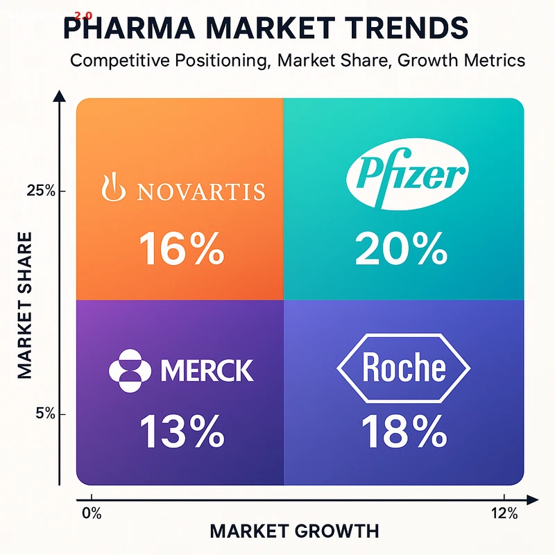 Matrix chart comparing Pharma vendor features and market positioning