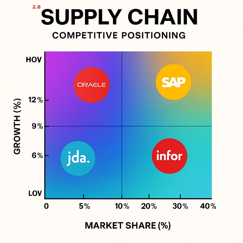 Matrix chart comparing Supply Chain vendor features and market positioning