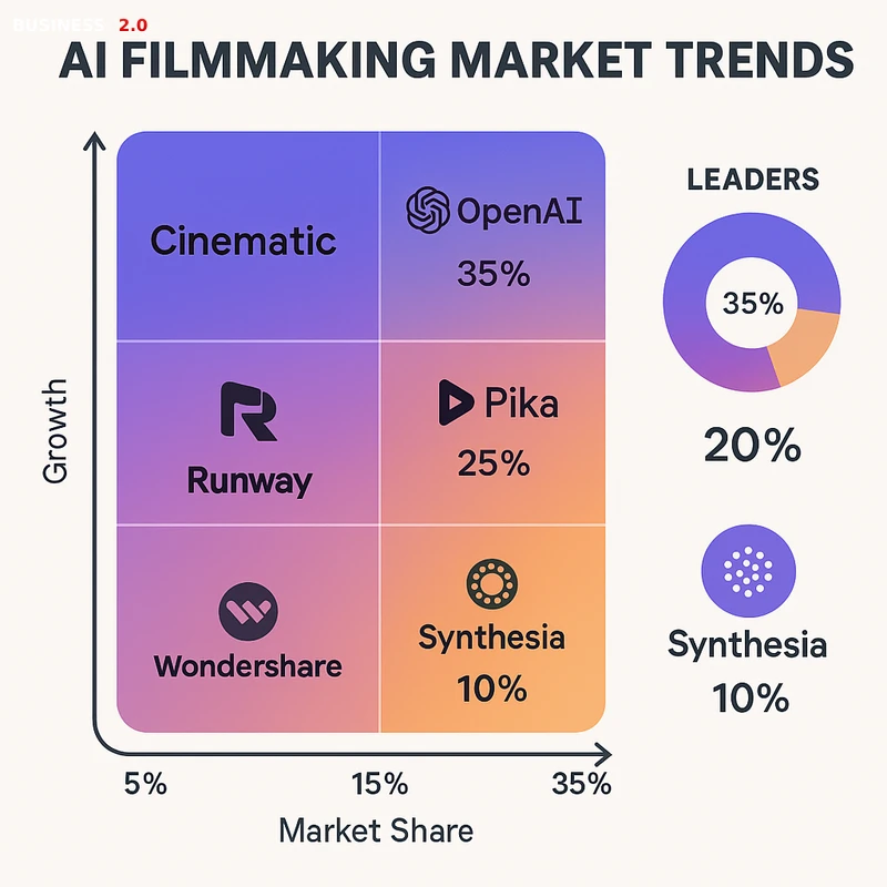 Matrix chart comparing AI Film Making vendor features and market positioning